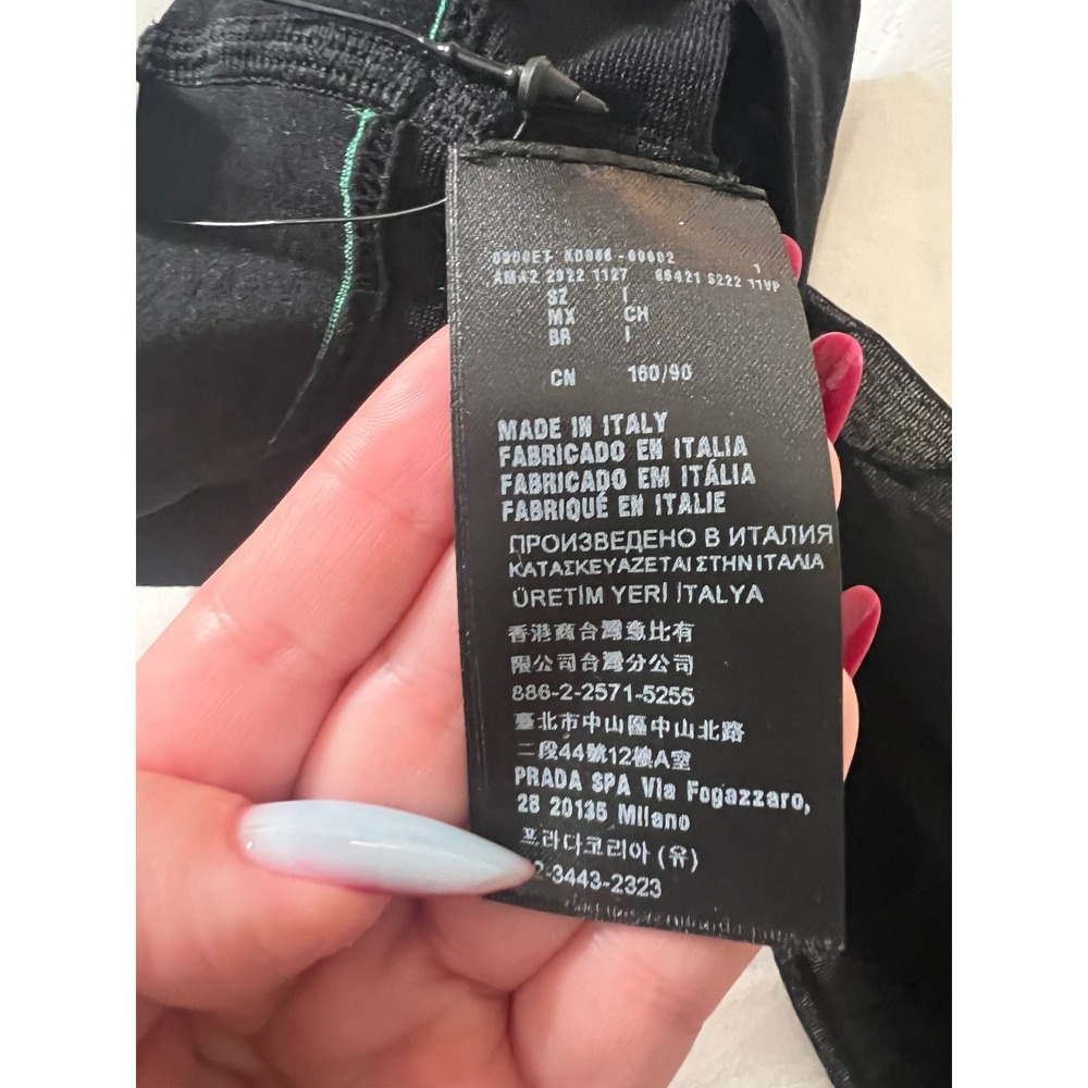 Prada Black Nylon Light Tights Sheer Logo Detail Made in Italy Size 1 NWT - Picture 4 of 9